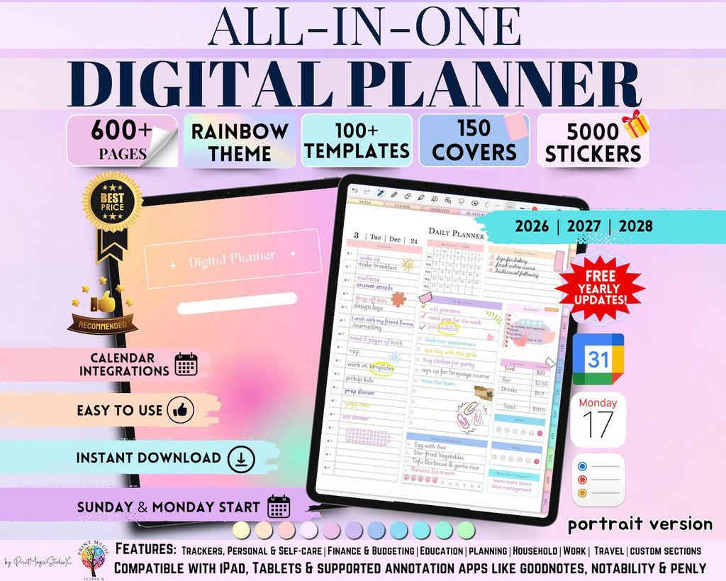 All-in-One Digital Planner 2026, 2027, 2028